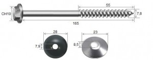 Parafuso Telha + Arruelas 5/16 x 165 Inox-304 - 10 peas